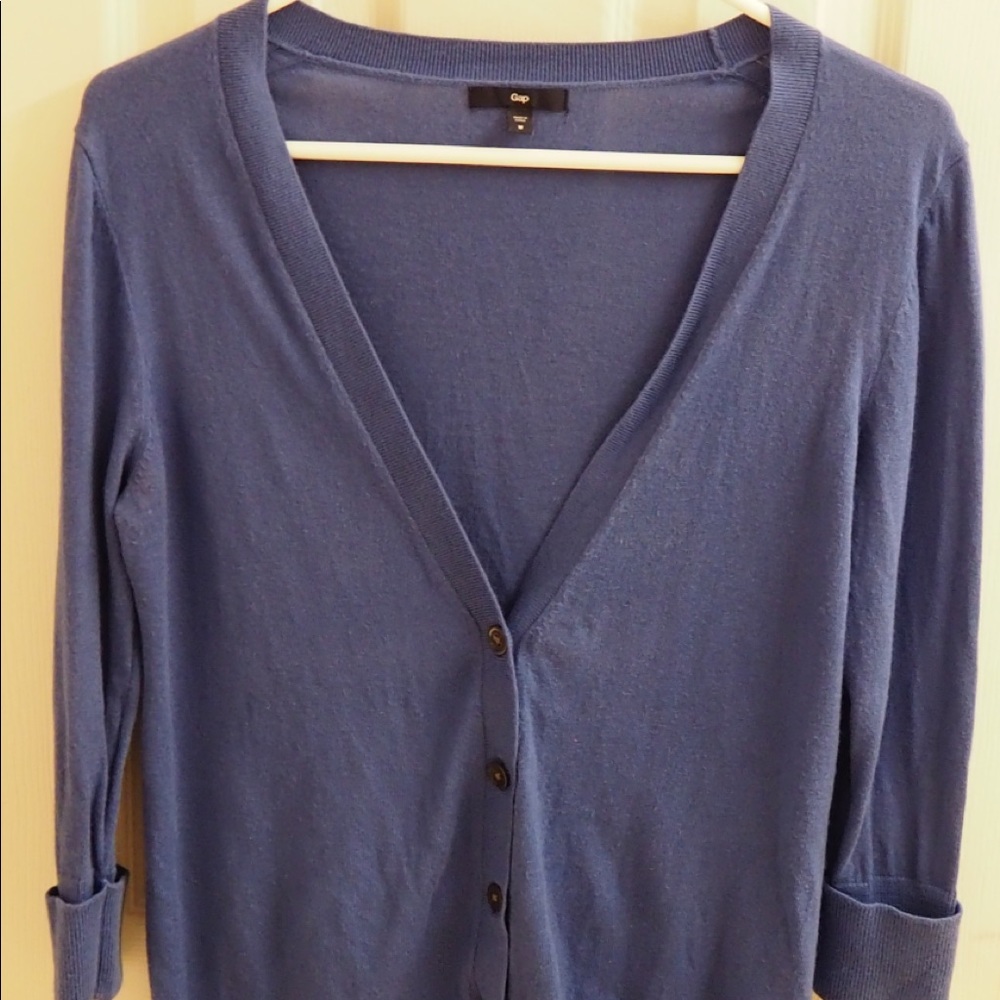 Bright blue cuffed sleeve GAP cardigan